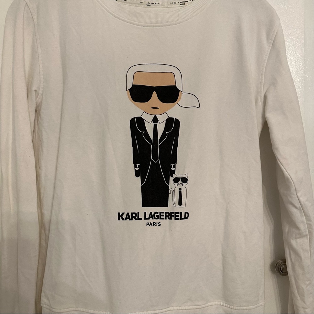 Karl Lagerfeld White Sweatshirt with Iconic Graphic - Picture 3 of 7